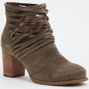 Suede Taupe Strappy Booties — 11W